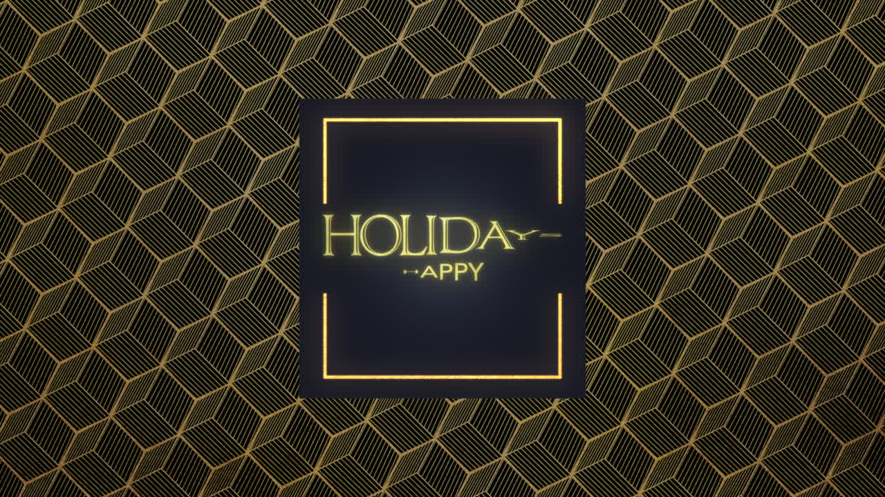 블랙 그라데이션에 골드 큐브 패턴으로 즐거운 휴일 보내세요