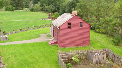 side view of historic restoration of the home of joseph and emma smith in early 1828 where the book of mormon first 116 pages began to be translated