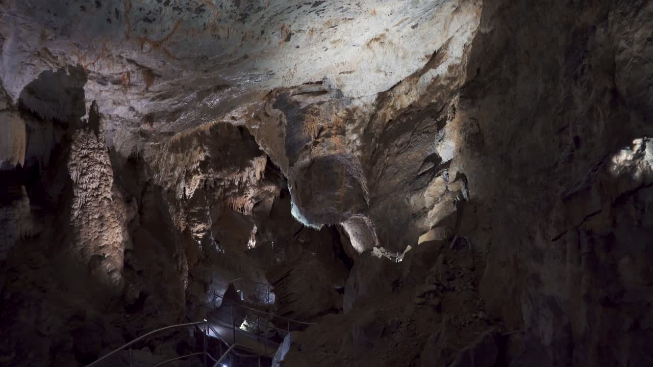 Demanovska Cave Of Liberty In Low Tatras Slovakia With Stalactites Stalagmites And Underground Waterfall Lake Most Visited Cave In Slovakia Natural Limestone Formations Captured In Cinematic 4K