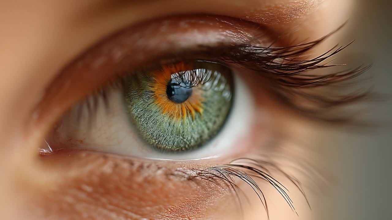 Captivating Close-Up of a Human Eye Showcasing Vibrant Colors and Intricate Details in the Iris, Highlighting the Beauty of Natural Human Features