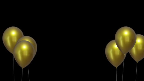 animation of gold balloons with copy space on black background