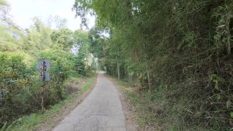pov walking on hiking trail in cat tien national park, vietnam