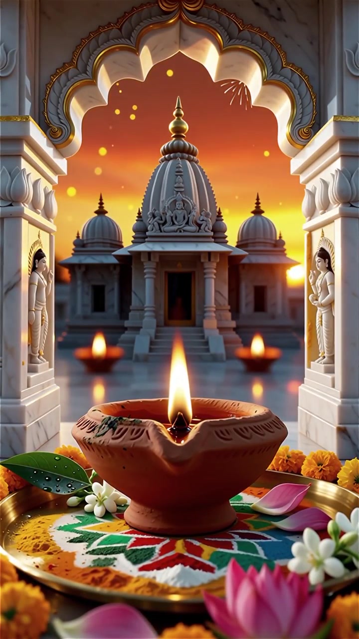 Bakgrund för Diwali-festivalen med lyktor och traditionella Diyas-dekorationer.