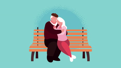 grandparents couple hugging lovers characters