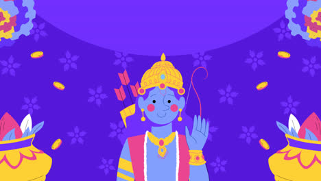 motion graphic of flat ram navami greeting card template