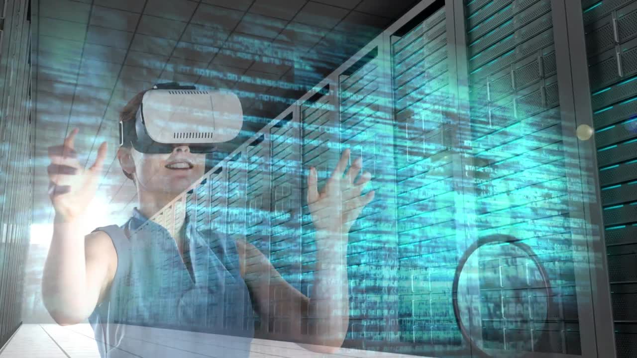 mujer usando vr video