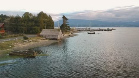 drone shot in fishing village