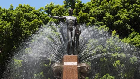 apollo's bronze statue, detail from the archibald memorial fountain in sydney's famous hyde park