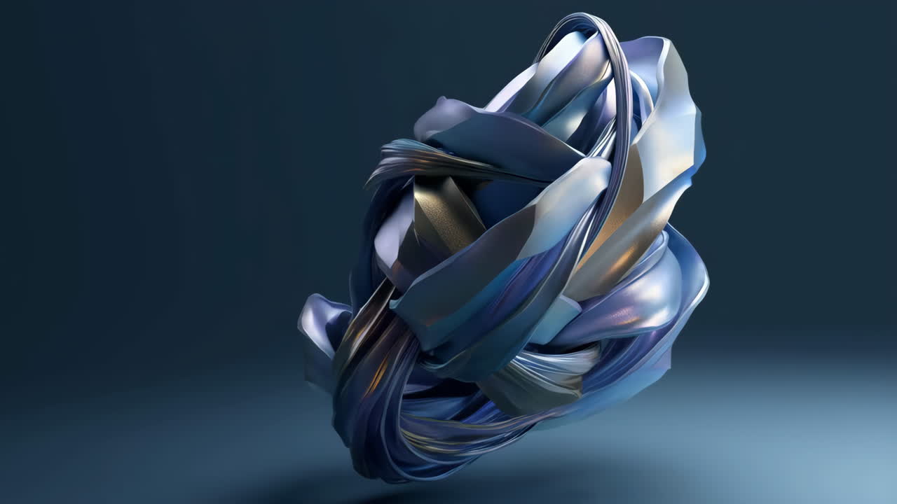 Abstract Flowing Metallic Fabric Sculpture