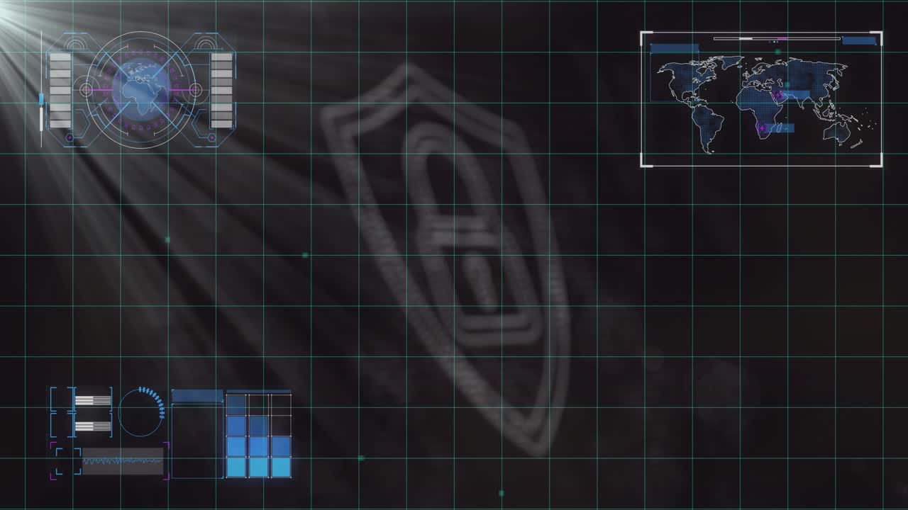 Booting central HUD animating, rings expanding and rotating while widgets updating for monitoring