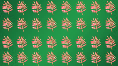 animation of rows of red leaves on green background