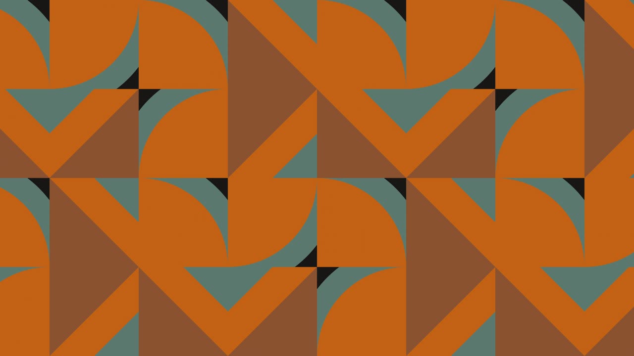 Geometric dynamic tiles in a retro mosaic in a warm color palette. A seamless loop motion graphic animation in a classic flat style
