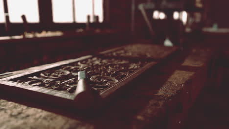 traditional old carpenter workshop interior