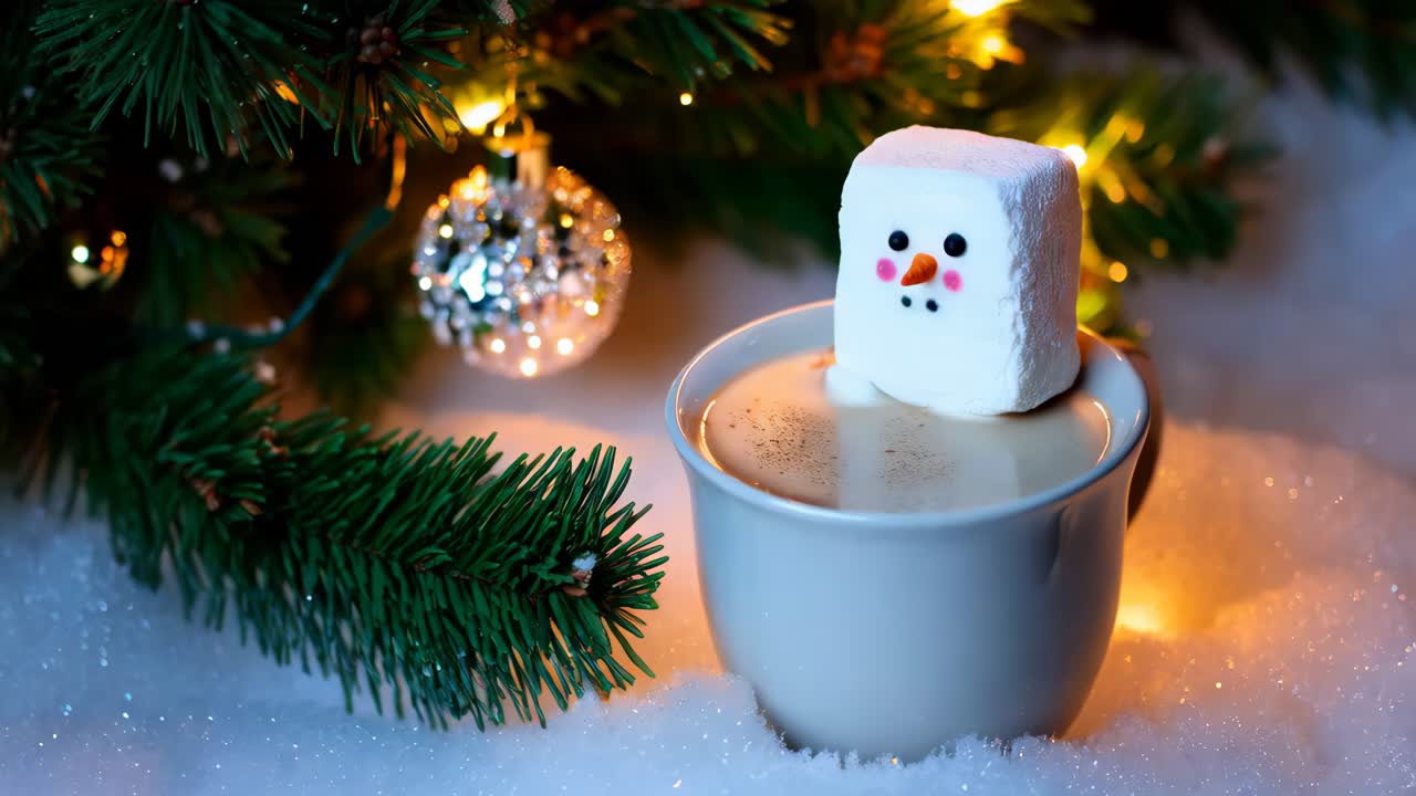 스노우맨 마쉬멜로와 함께 눈 인 핫 초콜릿