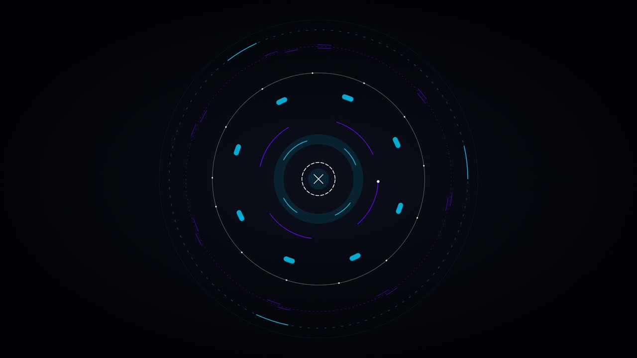 Abstract Digital HUD Interface With Rotating Circular Elements