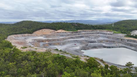 drone captures expansive quarry and surrounding landscape