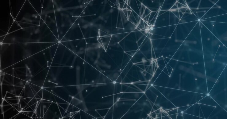 Animazione di una rete di connessioni su sfondo nero