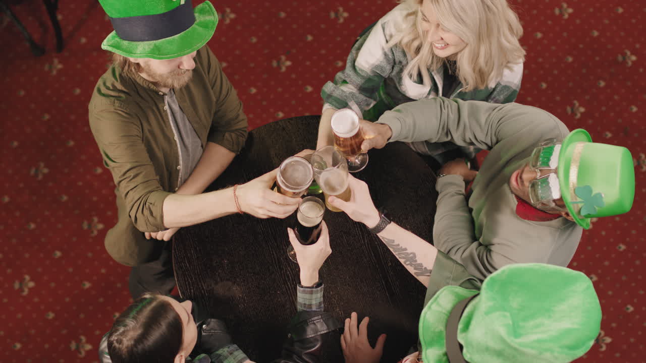 Friends Toasting Drinks On St Patricks Day