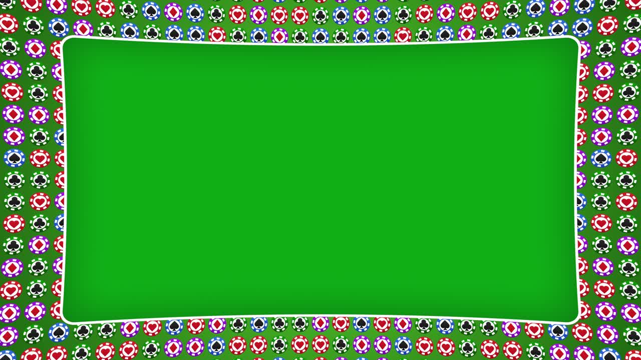 Poker chips hearts diamonds clubs spades screen frame