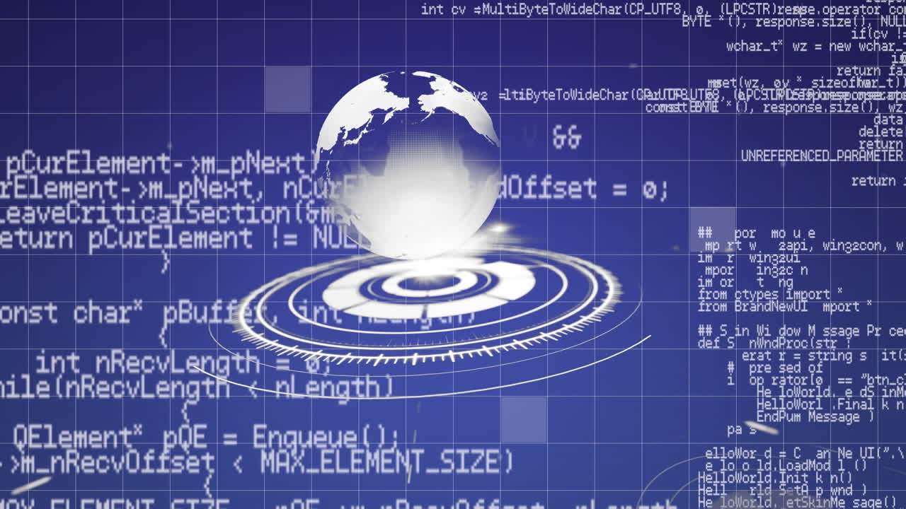 Globe spinning with data and connection network