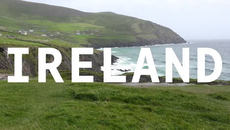 Küste-Und-Ozean-überlagert-Mit-Einer-Animierten-Grafik,-Die-Irland-Darstellt