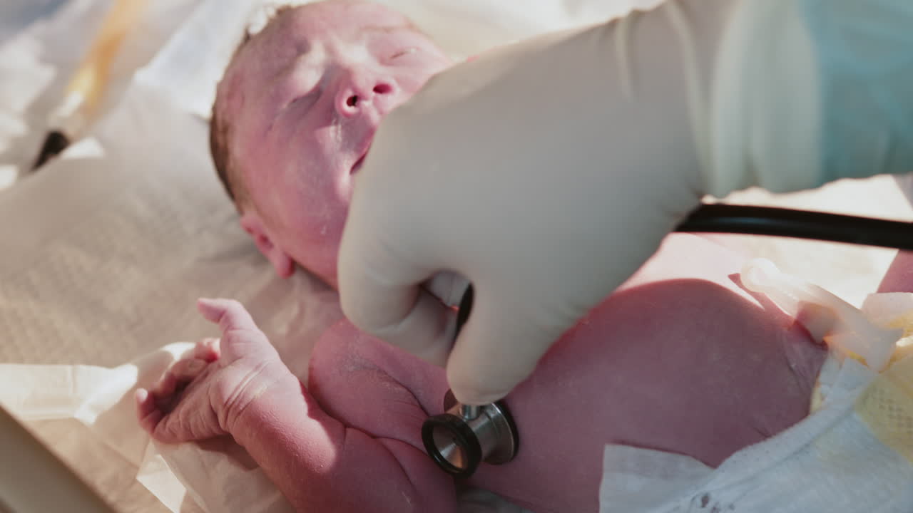 examen del recién nacido por un profesional médico