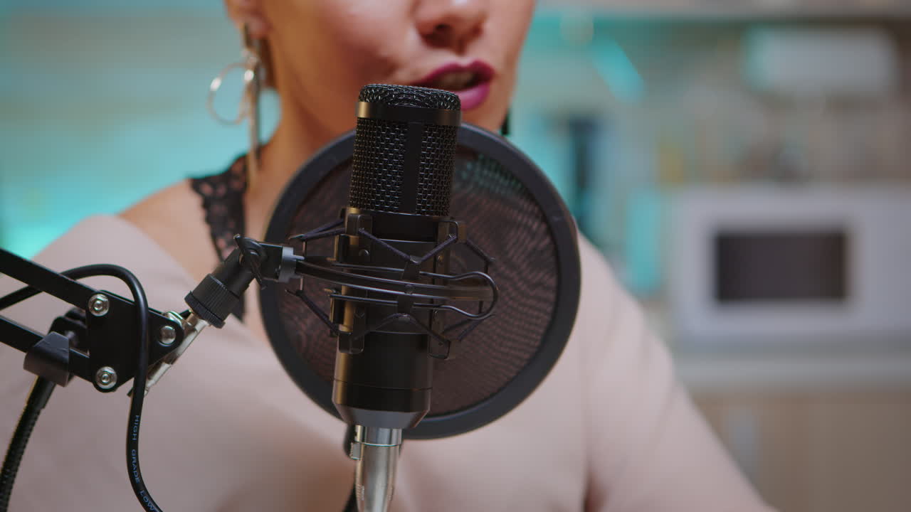 un primer plano de la estrella de las redes sociales hablando