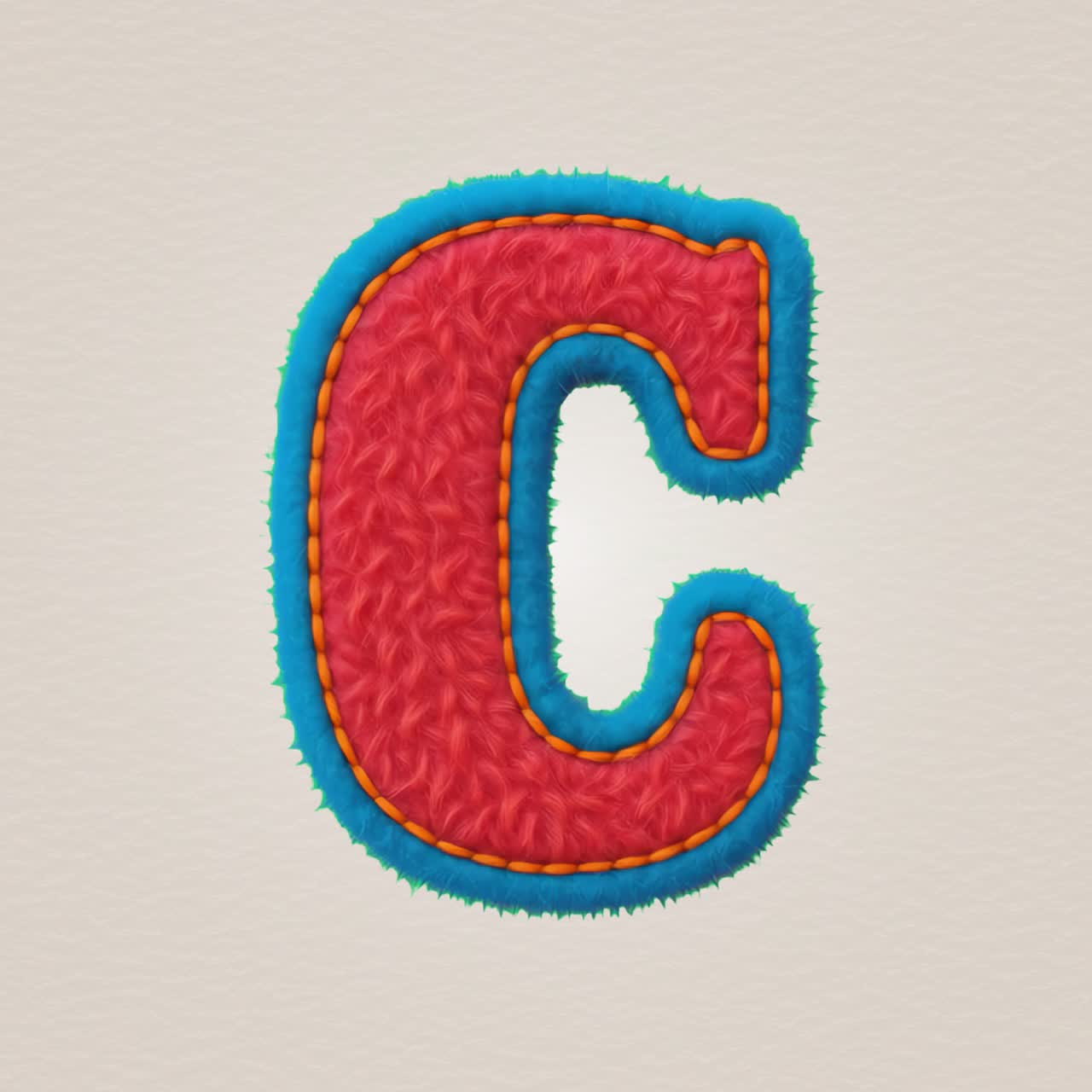 Colorful textured letter design animation isolated asset, transparent 4K video, alpha channel
