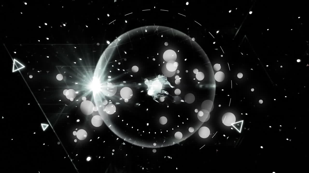 우주에서 떨어지는 별들과 반 ⁇ 이는 형태들