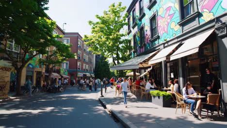 european city street cafe scene