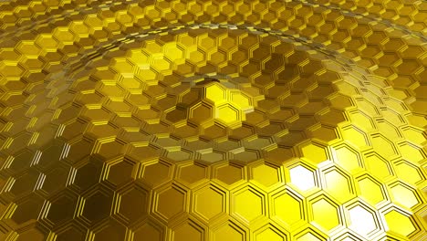 hexagonal moving looping seamless gold background,