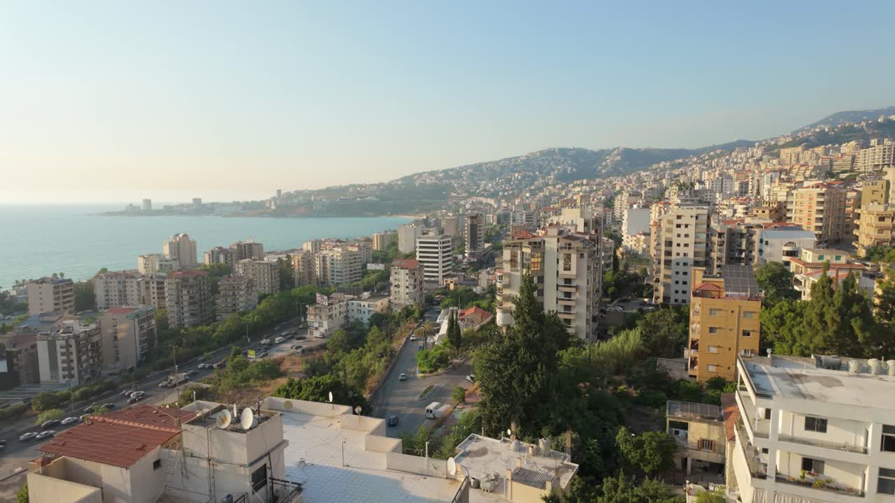 Aerial View of a Vibrant Coastal Cityscape