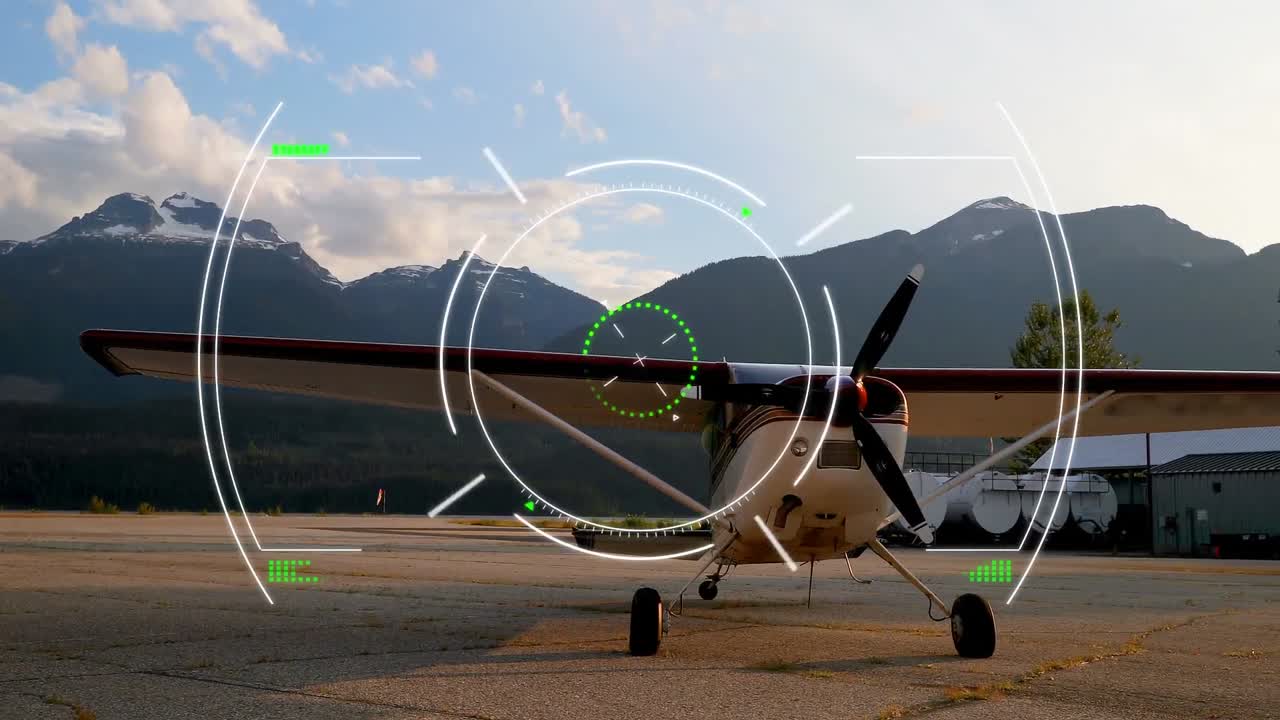 animación de la red global de conexiones con el avión en el fondo