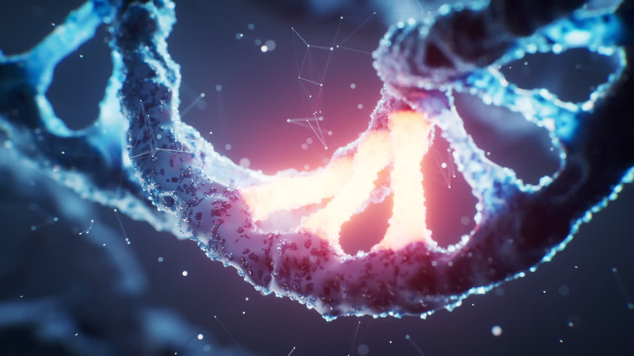 estructura de adn biológico con concepto de bioingeniería, renderización en 3d.