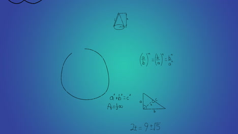 animación del procesamiento de datos matemáticos sobre un fondo azul