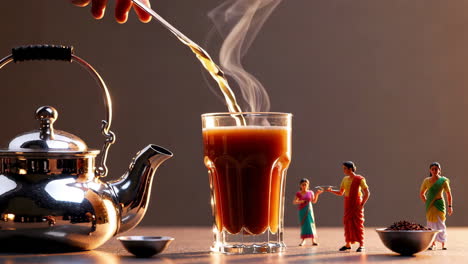 pouring tea, miniature figures