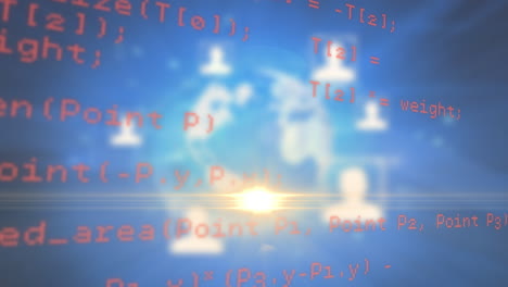 Animation of light spots over icons and data processing