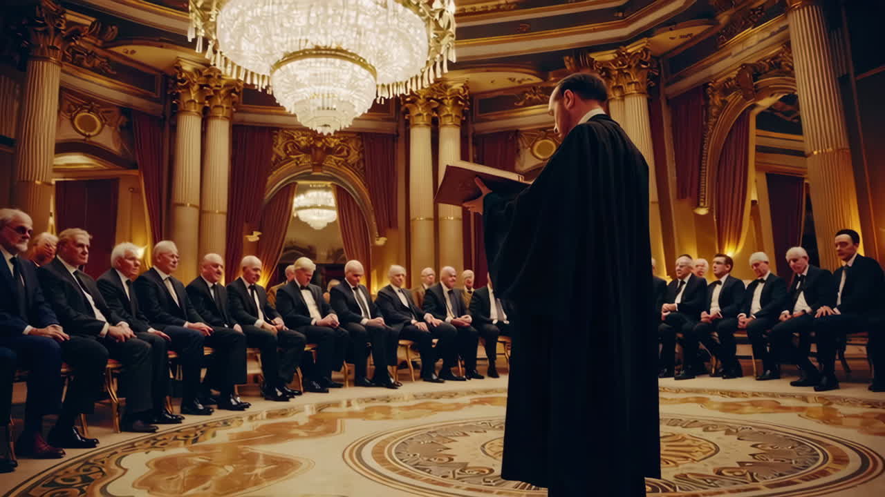 ceremonia formal en una gran sala