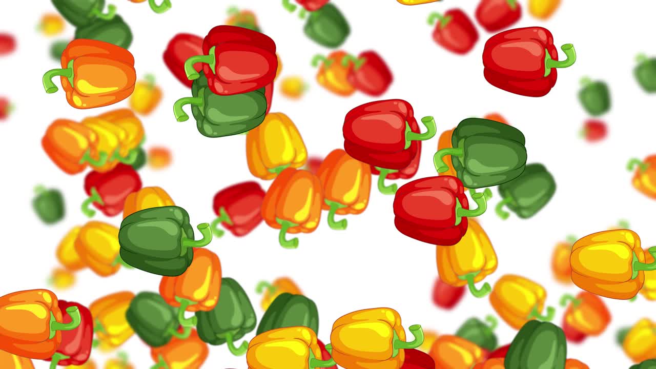 색 배경 에 활기찬 고추 의 폭포