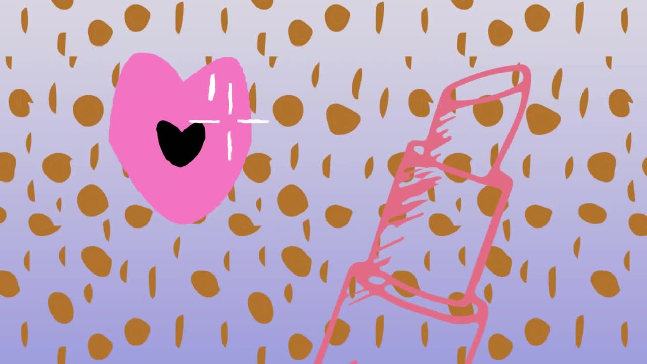 파란색 배경에 립스틱과 입술의 애니메이션