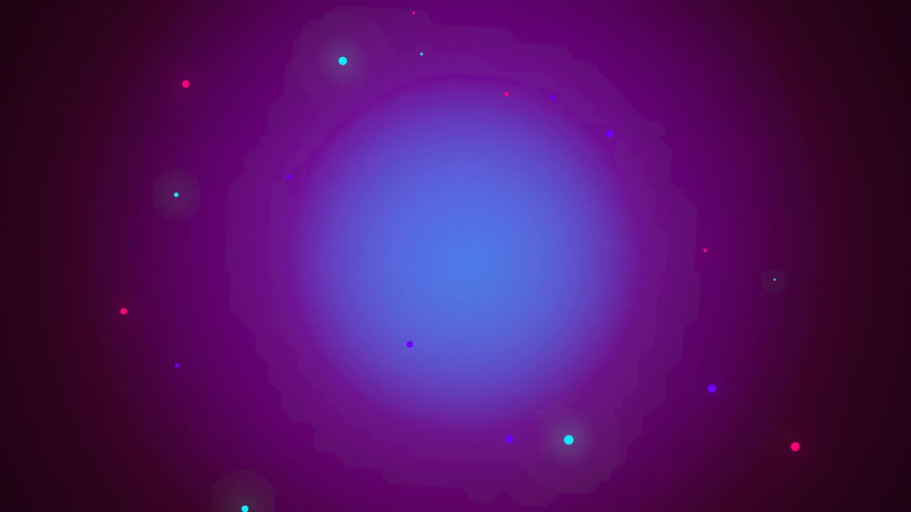 Fondo de movimiento abstracto con núcleo azul brillante y partículas flotantes