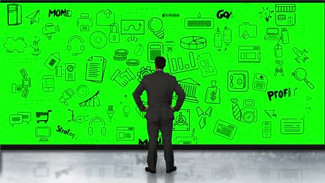 Businessman-looking-at-green-interface