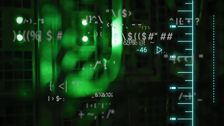 Animation of mathematical equations and data processing over server room