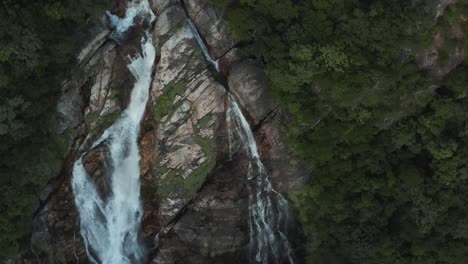 aerial top down view of ohko falls, yakushima island