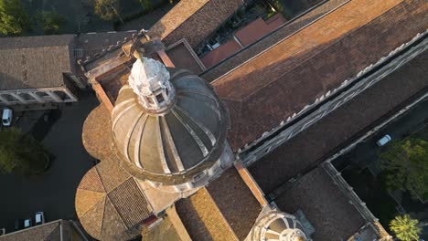 fixed aerial view of catania cathedral - top down drone shot