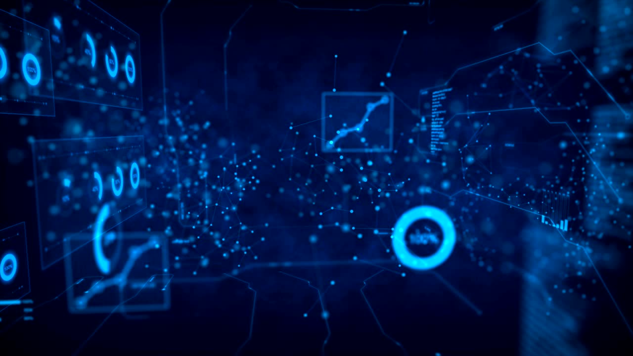 4K Abstract background Dot circle with connection for futuristic network  cyber connect concept with dark and grain processed