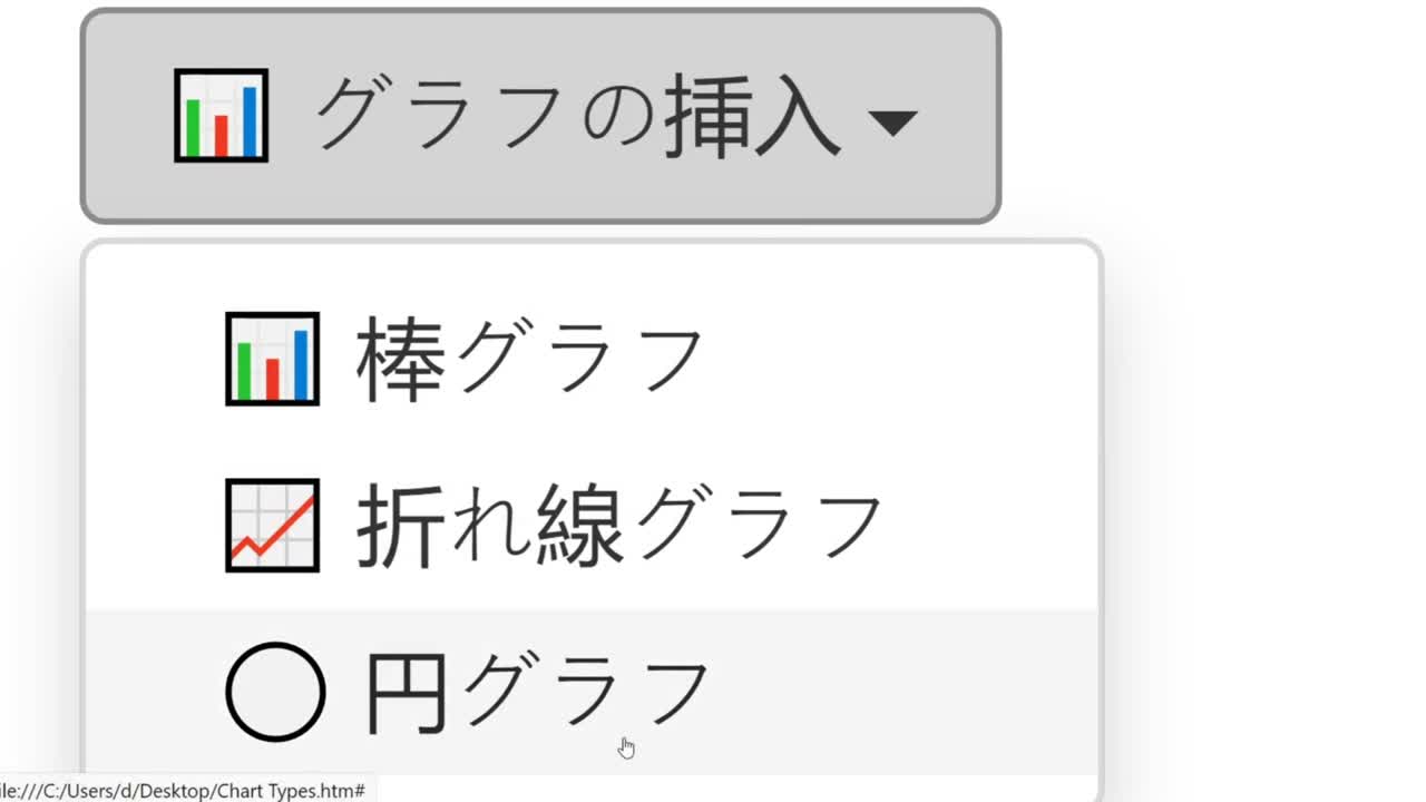 Japanese. Cursor Slides Over and Clicks Insert Pie Chart in Spreadsheet. Mouse Pointer on Device Computer Monitor Screen Clicking Add Circle Graph on Worksheet File For Company Business Assignment or School Education Project.