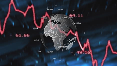 animation of data processing and statistics over globe