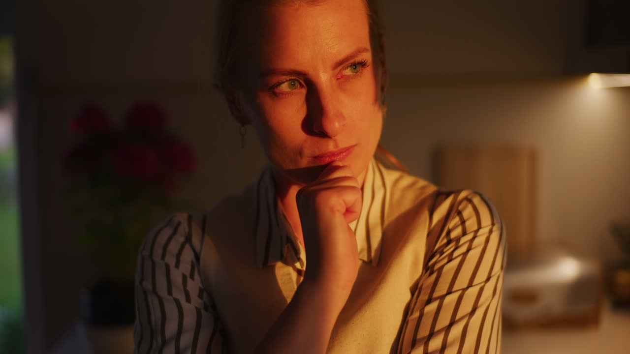 Pensive Sad Woman Looking for Inspiration