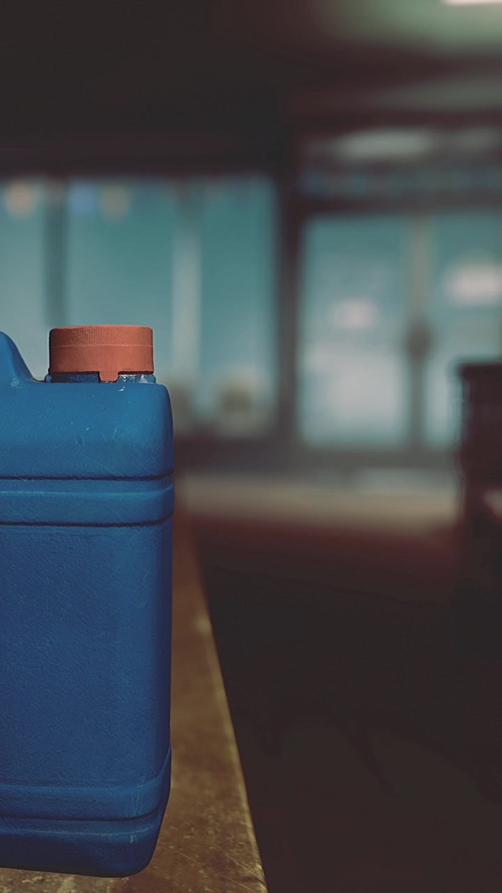 Una botella reposa sobre una mesa dentro de un edificio durante la tarde.